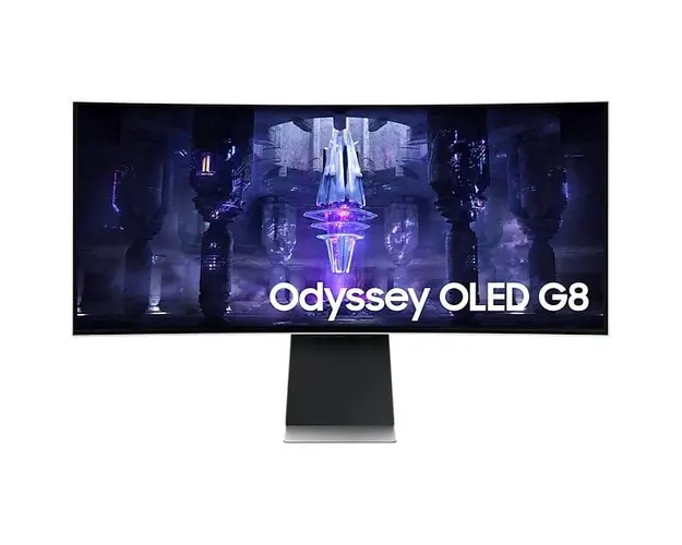 Monitor LED OLED curbat Samsung Odyssey 34, UWQHD, Display Port, 0.1 ms, 175 Hz, Vesa, FreeSync Premium, Argintiu