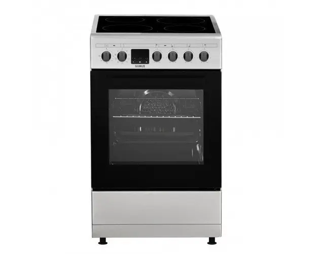Aragaz Samus SM564VTE INOX, Electric, 4 arzatoare, 10 functii cuptor, grill, convectie 3D, timer digital, lumina interioara, inox