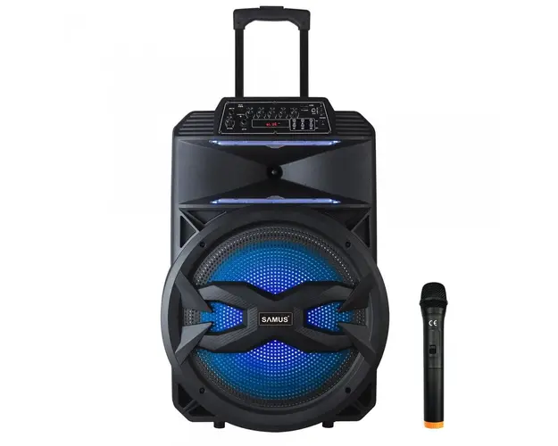 Boxa Portabila Samus KARAOKE 15, Putere 20 W, RMS 55 W, PMPO 700 W, Intrare Aux, USB, TF Card, Fm Radio, Bluetooth, Microfon fara fir, Negru