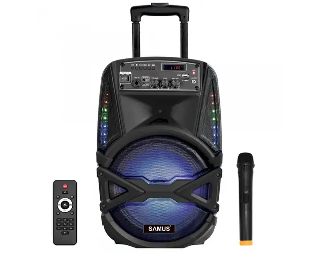 Boxa portabila Samus Karaoke 8, 40W, Radio, Bluetooth, Microfon, Telecomanda, Negru