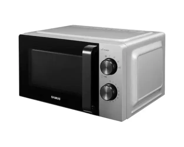 Cuptor cu microunde Samus SMC-20MS1, 20 l, Putere 700W, 6 Nivele Putere, Timer 30 minute, Argintiu