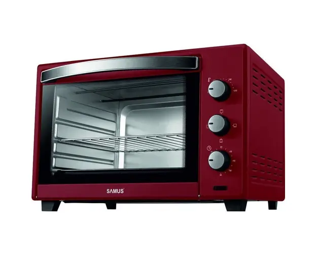 Cuptor electric Samus CS-45RED, 2000 W, 45 L, Control mecanic, Selector programe, Semnal sonor, Rosu