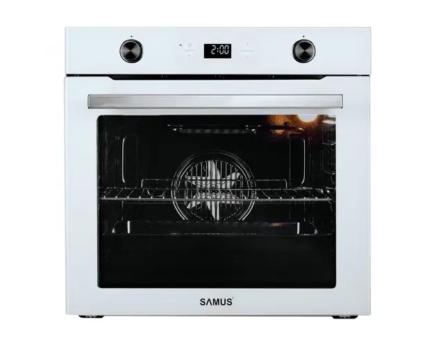 Cuptor Incorporabil Samus SC626WGD9, 75 l, 2800 W, 9 Functii de preparare, Display digital, Sticla alba