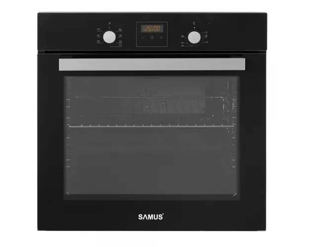Cuptor Incorporabil Samus SC639CEGV, 62 L, 6 Functii, Curatare catalitica, Grill electric, Timer digital, Ventilatie tangentiala de racire, Negru