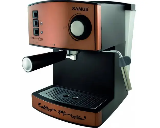 Espressor Samus Espressimo Bronze, 15 bari, 1.6 L, Filtru inox, Dispozitiv spumare, Negru/Bronze