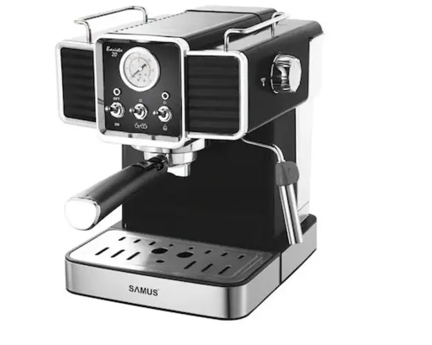 Espressor Samus BARISTA 20, 1350 W, 20 Bari, 1500 ml Rezervor apa, Negru/Inox