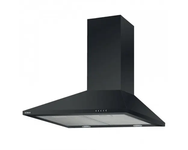 Hota Samus HS630DLB, Semineu conica, 300 m3/h, 1 motor, Filtru aluminiu, 3 viteze, 60 cm, Negru