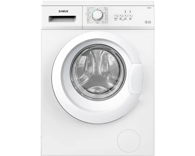 Masina de spalat rufe Samus WSL-5081, 5 kg, Slim, Clasa D, 800 rotatii, 23 programe, Blocare acces copii, Pornire intarziata, Alb