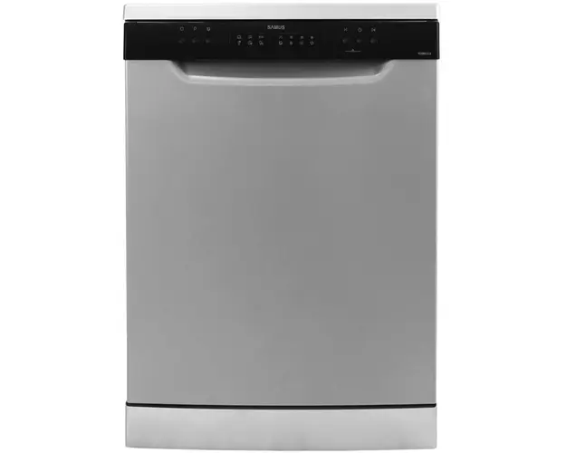Masina de spalat vase Samus SDSB612.6, 12 seturi, 6 Programe, Latime 60 cm, Clasa energetica E, Control electronic leduri, Argintiu