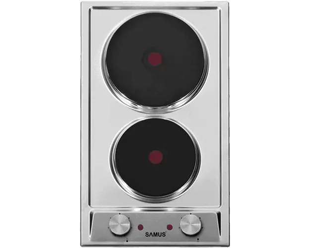 Plita electrica incorporabila Samus PSE-32SX, 2 zone de gatit, Panou de control frontal, 29x50 cm (LxA), Inox