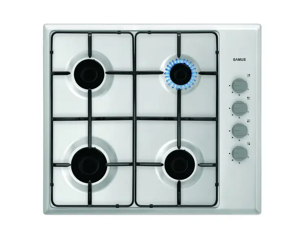 Plita incorporabila Samus PS646GXS, Gaz, 4 arzatoare, Aprindere electrica, Siguranta arzatoare, Inox