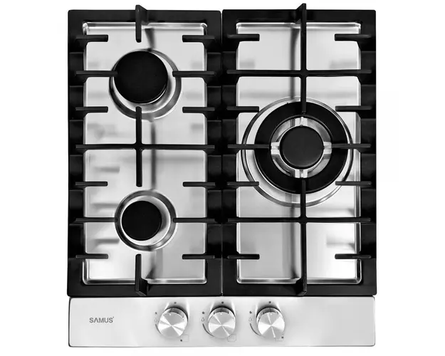 Plita Incorporabila Samus PSG-43SX1 3 Arzatoare pe Gaz Gratar Fonta Inox