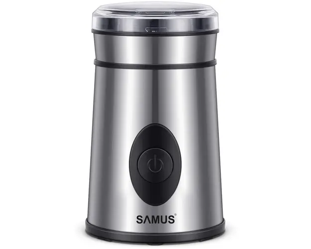 Rasnita Samus Coffino, 200 W, 60 g, Sistem blocare, Capac transparent, Inox