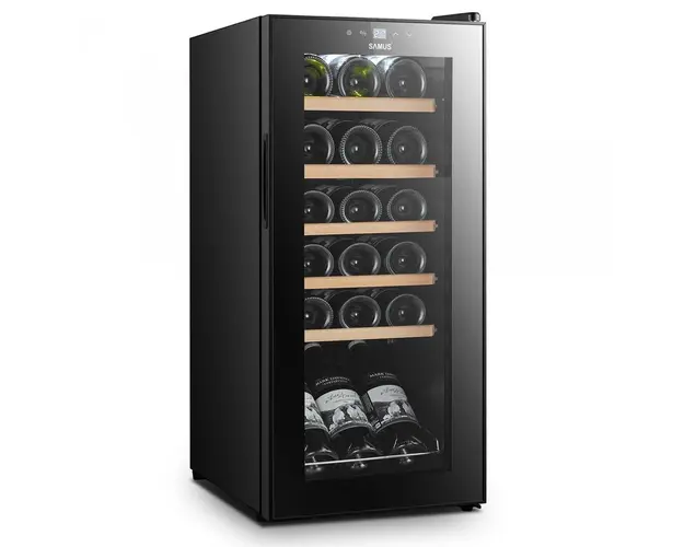 Racitor pentru vinuri SRV55LMC, 50 L, 18 sticle, Panou control tactil, 5 rafturi din lemn