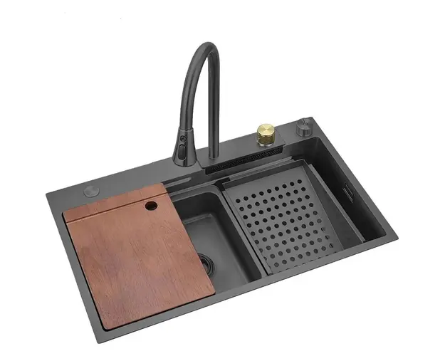 Chiuveta bucatarie handmade SanDonna HD6850, 680x500 mm, Negru