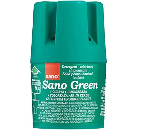 Odorizant solid Sano pentru rezervorul toaletei, Verde, 150g