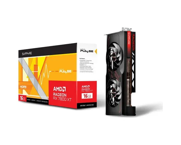 Placa video SAPPHIRE Radeon RX 7800 XT PULSE GAMING OC 16GB GDDR6 DUAL graphics card