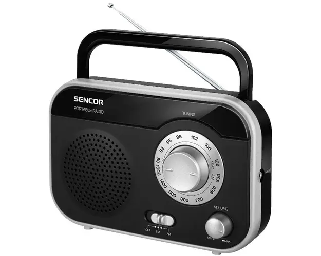Radio portabil AM/ FM SRD 210BS Sencor, 1 W RMS, difuzor 3 inch, negru/gri