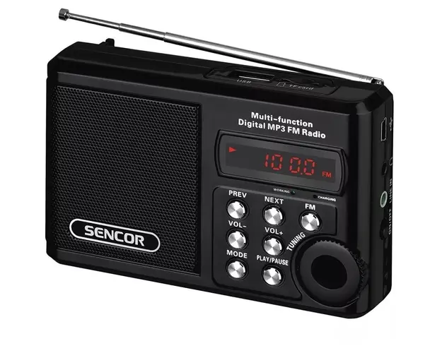 Radio portabil FM SRD 215 B Sencor, 2 W RMS, USB, microSD, negru
