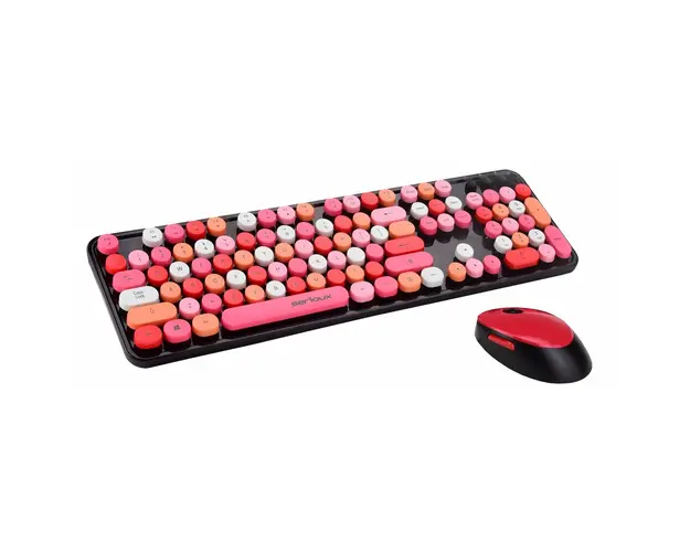 Kit wireless tastatura + mouse Serioux Retro, rosu