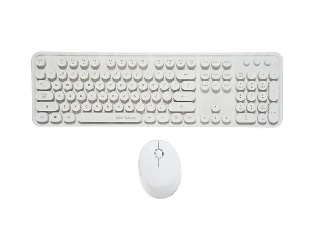 Kit tastatura + mouse Serioux Retro light 9910WH, wireless 2.4GHz, US layout, alb