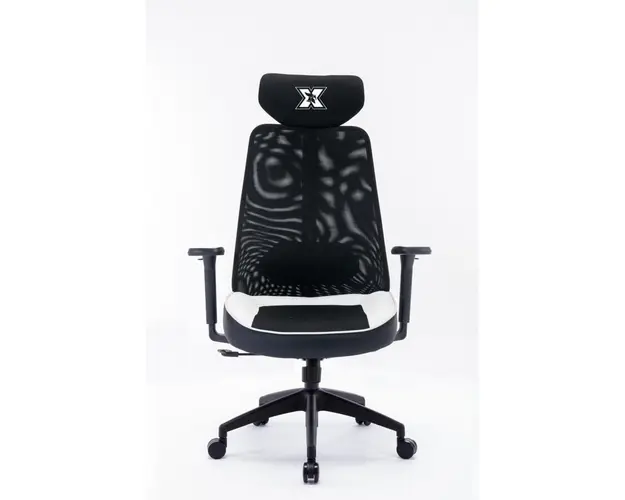 Scaun gaming Serioux Kyrian, Textil, Alb/Negru