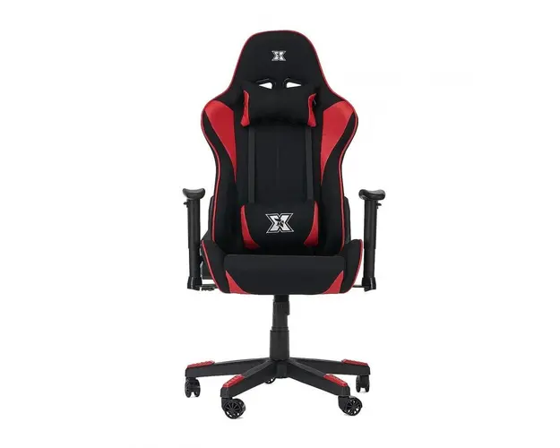 Scaun gaming X by Serioux, Torin, ajustabil, material textil, negru si rosu