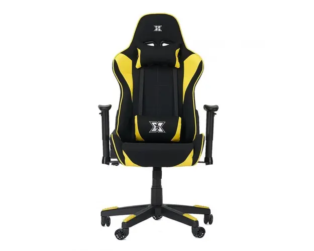 Scaun gaming X by Serioux, Torin, ajustabil, material textil, negru si galben