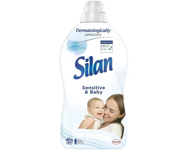 Balsam de rufe Silan Sensitive, 64 spalari, 1408 ml