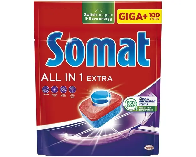 Detergent pentru masina de spalat vase Somat All in One Extra, 100 spalari
