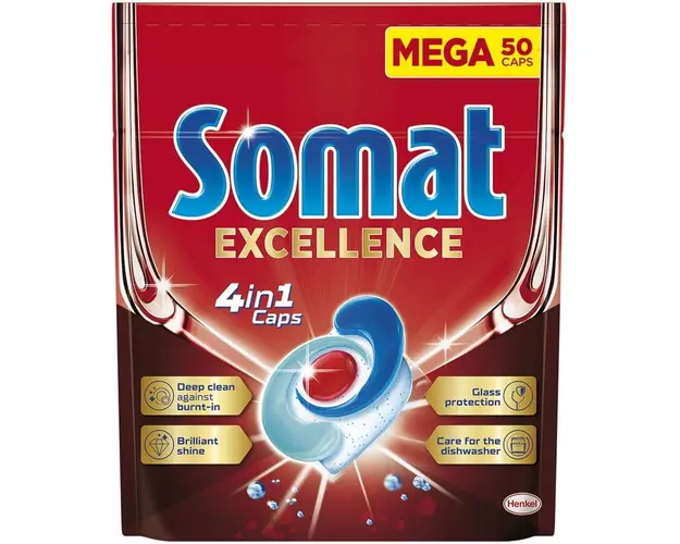 Detergent pentru masina de spalat vase Somat Exellence 4 in 1, 50 spalari