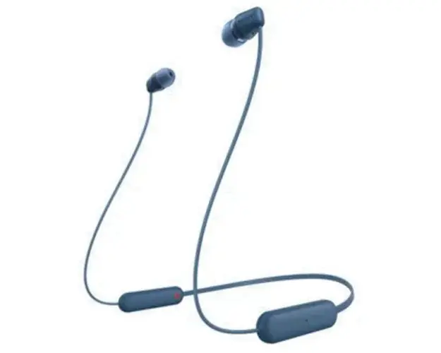 Casti In-Ear Sony WI-C100L, Wireless, Bluetooth, IPX4, Microfon, Fast pair, Autonomie 25 ore, Albastru