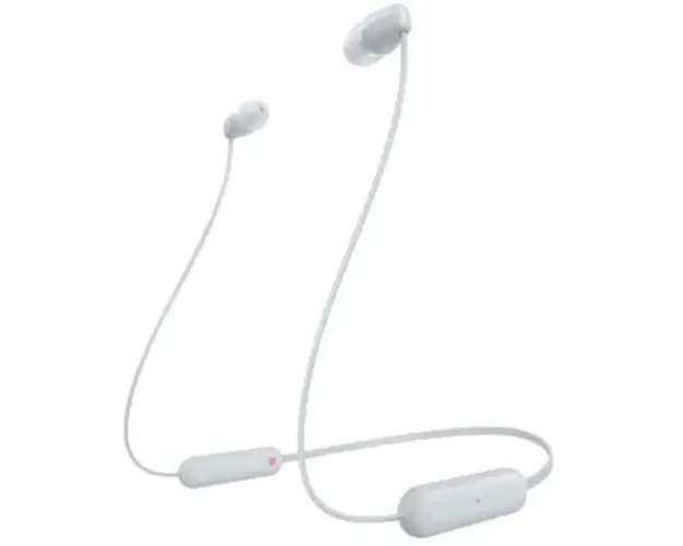 Casti In-Ear Sony WI-C100W, Wireless, Bluetooth, IPX4, Microfon, Fast pair, Autonomie 25 ore, Alb