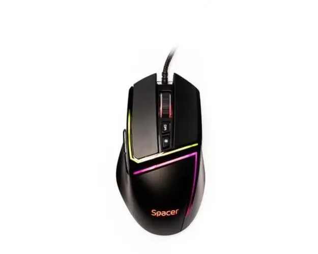 Mouse Gaming Spacer SPGM-ALIEN-PRO, USB, 12.000 dpi, iluminare RGB (Negru)