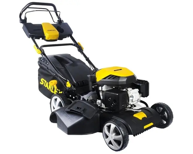 Masina de tuns gazonul pe benzina cu autopropulsie Stanley SLM-196-510-SP, 4.3 CP, 196 CC, 4 timpi, 51 cm latime lucru, 60 l sac colector