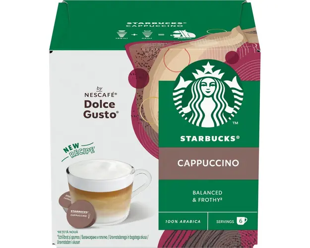 Capsule cafea Starbucks Cappuccino by Nescafé Dolce Gusto, 12 capsule, 6 bauturi, 120g