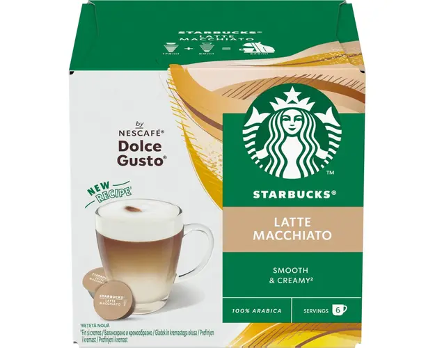 Capsule cafea Starbucks Latte Macchiato by Nescafé Dolce Gusto, 12 capsule, 6 bauturi, 129g