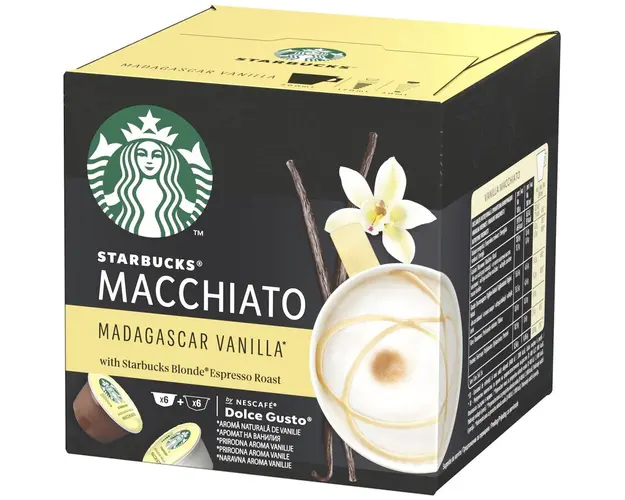 Capsule cafea Starbucks Madagascar Vanilla Macchiato by Nescafé Dolce Gusto, 12 capsule, 6 bauturi, 132g