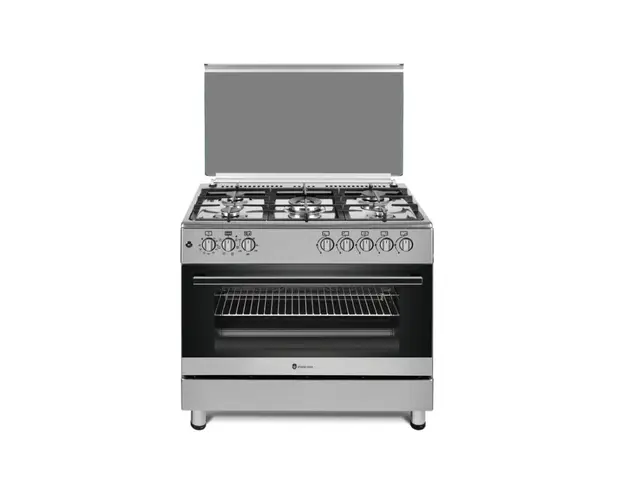 Aragaz mixt Studio Casa FE90/60, multifunctional, cuptor electric, 5 arzatoare gaz, 90 x 60 cm, grill electric, rotisor, 2 ventilatoare, aprindere electrica, inox
