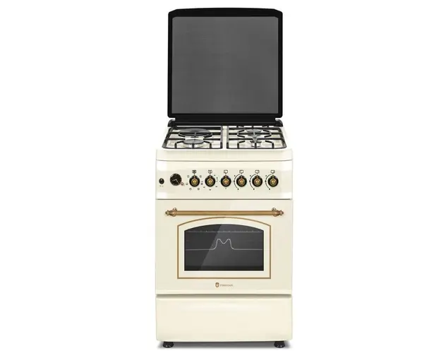 Aragaz rustic mixt Studio Casa Multifunction Plus FE60/603G+1EL, 3 arzatoare gaz + 1 electric, cuptor electric, aprindere integrata, rotisor, 60 cm, avena