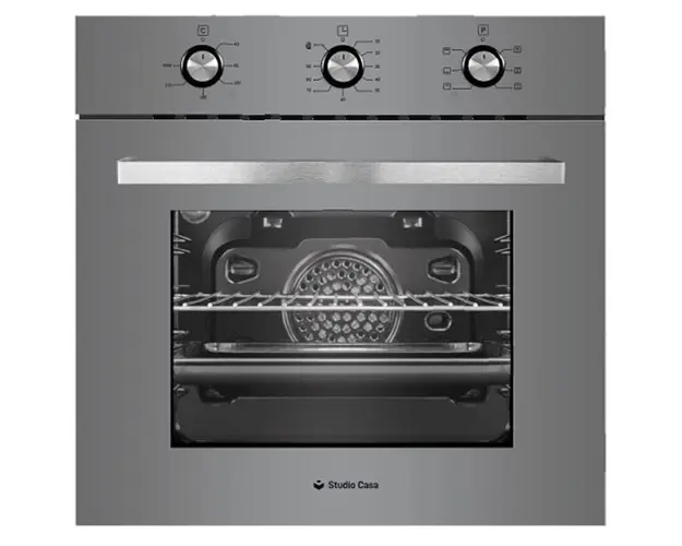 Cuptor electric incorporabil Studio Casa FE660 Parma Glass Grey, 6 functii, Ventilator, Timer mecanic, Sticla gri