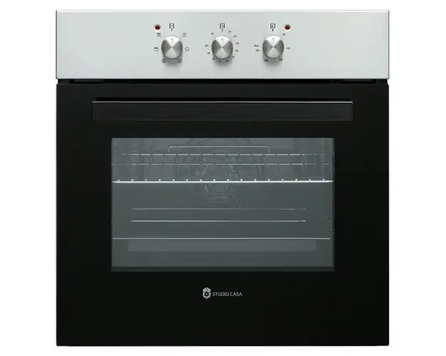 Cuptor incorporabil electric Studio Casa Roma, 6 functii, 65 l, timer mecanic, ventilator, termostat, clasa A, inox/negru