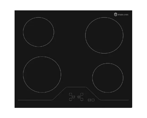 Plita incorporabila electrica Studio Casa, VCR4RSP60 Digital Vitroceramica, 4 zone de gatit, Panou de comanda digital, Sticla neagra