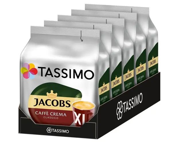 Set 5 x Capsule cafea, Jacobs Tassimo Café Crema XL, 80 bauturi x 215 ml, 80 capsule