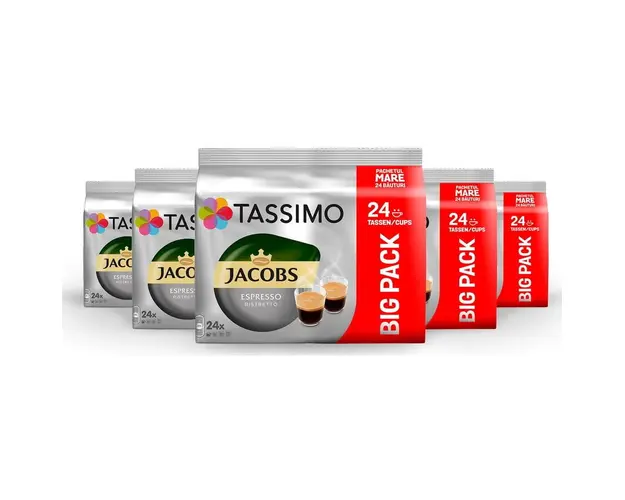 Set 5 x Capsule cafea, Jacobs Tassimo Espresso Ristretto, 120 bauturi x 50 ml, 120 capsule