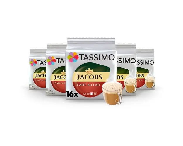 Set 5X Capsule cafea Tassimo Café Au Lait, 80 de bauturi x 180 ml, 80 capsule