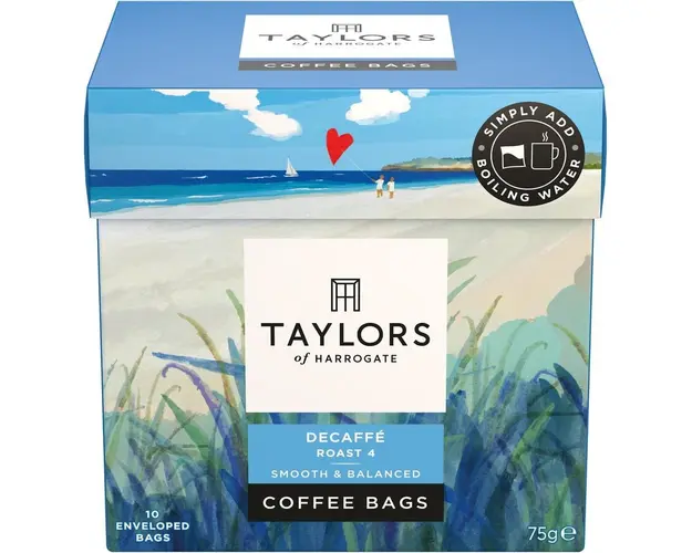 Plicuri Cafea fara cofeina Taylors of Harrogate, 100% Arabica, 10 pliculete, 75 gr.