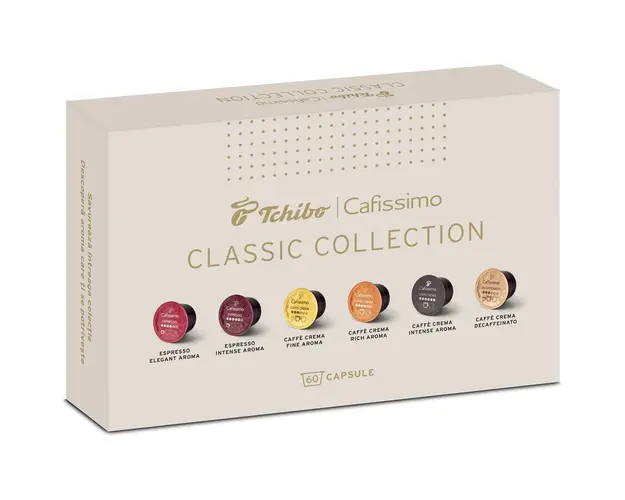 Pachet Capsule Cafea Tchibo Cafissimo Classic Collection, 6 Arome, 60 buc, 436g