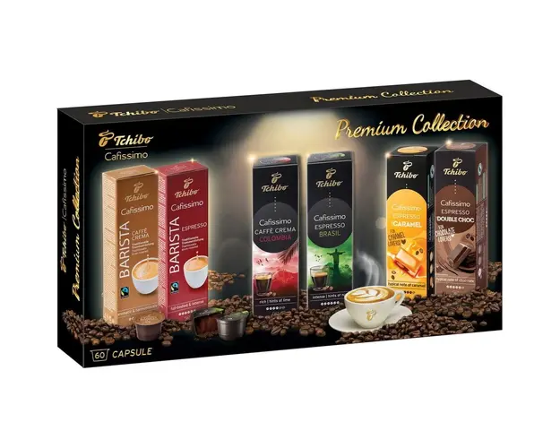 Pachet capsule cafea Tchibo Cafissimo Premium Collection, 6 Sortimente, 60 capsule, 465g