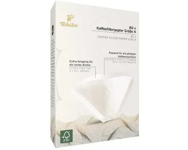 Filtre albe, hartie, pentru cafetiere, marimea 4, 80 buc, FSC Mix